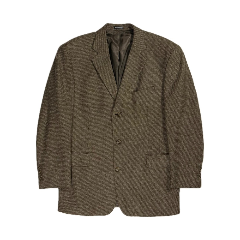 Vintage Stafford Pure Wool olive brown tweed 3 button sport coat blazer mens 42R